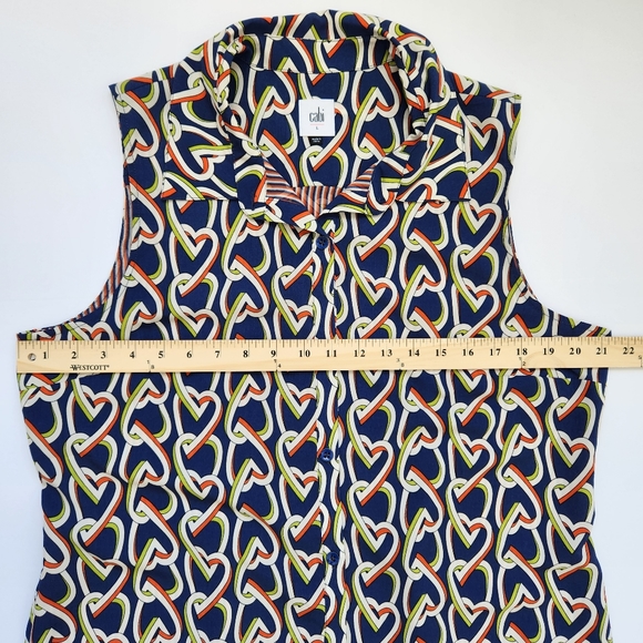 CAbi Amour Shirt Dress Duster Tunic Heart Graphic Sleeveless Button Down Large - Picture 12 of 14